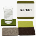 Graf Lantz - Bierfilzl Merino Wool Square Coasters Set of 4 - Forest (4"x4"x5mm) - Absorbs 30% of Weight - Natural German Wool - Heat Resistant, Sustainable, Reusable - Home Decor, Coffee Table Decor by GrafLantz