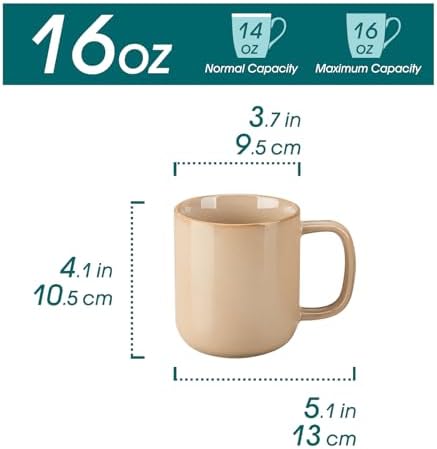 vancasso 16 oz Coffee Mugs Set of 6, Large Ceramic Mug with Handle, Unique Glaze Coffee Cups for Latte, Cappuccino & Hot Cocoa, Dishwasher & Microwave Safe, Brown, Series PLAYA - Image 2