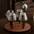Countertop Cup Holder Stand with Handle Four Vertical Support Posts, Mug Tree with Wood Base, for Kitchen Counter - Image 5