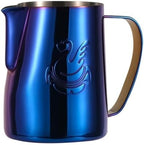 Milk Frother Cup Stainless Steel Espresso Coffee Making Cup Milk Jugs Latte Art Swan Frothing Pitcher Coffeeware(400ml,Blue) by Unknown