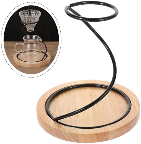 Hand Coffee Filter Holder Wood Iron Dripper Stand for Coffee Servers - Image 7