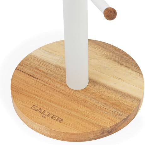 Salter BW13566WEU7 Toronto Mug Tree – Acacia Wood Cup Holder for Kitchen Countertop Tabletop, 6 Branch Display Stand for Coffee Mugs/Tea Cups, Freestanding Sturdy Steel Storage Rack, White - Image 6