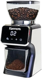 Kenmore Conical Burr Coffee Grinder - Electric Maquina de Moler Café for Espresso, French Press, Drip, Adjustable Grind Size, Bean Mill, Digital Control, Spice Grinding, Home Use by Koolatron