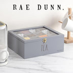 Rae Dunn Tea Bag Organizer - Tea Box Divided Storage Container Box with Hinge Lid for Kitchen Cabinet, Countertop, Pantry, Hold Coffee Pods, Seasoning Packets, Condiments, Grey - Image 6