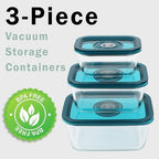 Avid Armor BPA-Free Borosilicate Glass Vacuum Containers, Set of 3 (12.5 oz, 23.7 oz, 38.9 oz) – Green SAN Lid with Date Coding, Works with Most Vacuum Sealers for Dry Goods & Marinating Includes Hose - Image 3