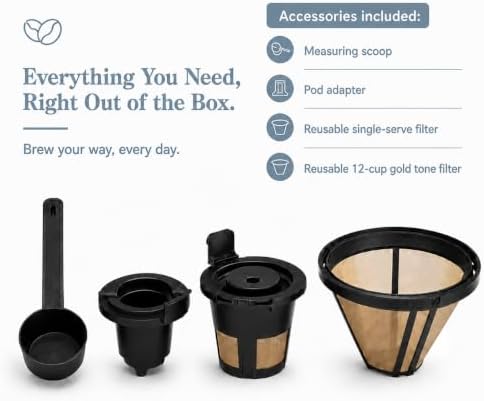 Multi-Brew Coffee Maker – 12-Cup Carafe & Single-Serve Pod or Grounds, Iced Coffee Mode, Programmable Touch Display, Includes Filters (Hydrangea) - Image 4