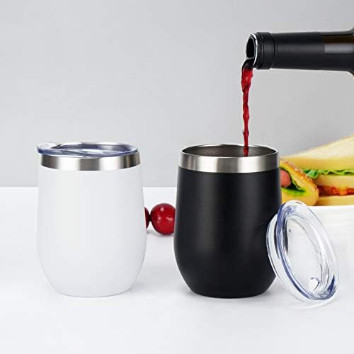 12 Pack Stainless Steel Wine Tumblers, 12Oz Double Wall Vacuum Insulated Wine Tumblers with Lids and Straws, Stainless Steel Stemless Wine Glasses for Coffee, Wine, Cocktails, Champaign, White… - Image 6