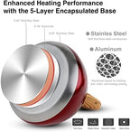 Tea Kettle, Toptier Teapot Whistling Kettle with Wood Pattern Handle Loud Whistle, Food Grade Stainless Steel Tea Pot for Stovetops Induction Diamond Design Water Kettle, 2.7-Quart Red - Image 4