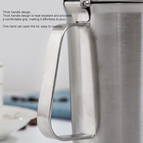 304 Stainless Steel Measuring Cup with Lid, Milk Frothing Pitcher for Art, 18oz Steaming Pitcher with Marking Handle, Large Capacity Coffee Milk Cup for Home, Dishwasher - Image 2