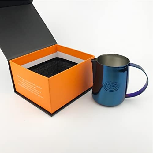 KuGuo 500ml Milk Frothing Pitcher for Latte Art Espresso, Mirror Blue - Image 4