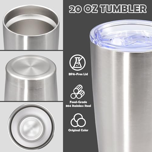 20oz Tumbler Stainless Steel Tumbler Coffee Tumbler with Lid SS, 4P - Image 3
