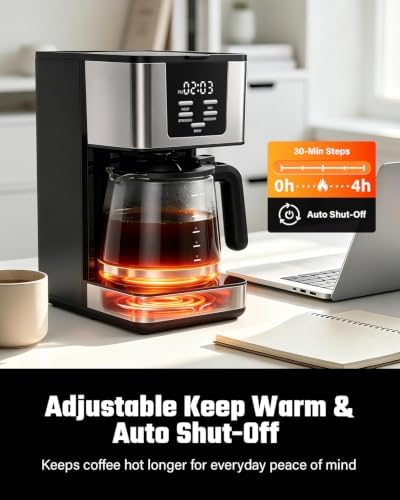 SHARDOR 12-Cup Programmable Coffee Maker, Regular & Bold, LED Display - Image 3