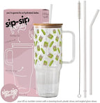 Sip-Sip Hooray! Coquette Pickle 40oz Glass Tumbler with Lid and Straw - Image 4
