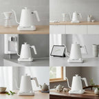 Electric Kettle Gooseneck Kettle With Long Spout Temperature Control Kettle With Digital Display And Rotary Knob 304 Stainless Steel Rapid Heating suitable for pour over coffee use, White - Image 4
