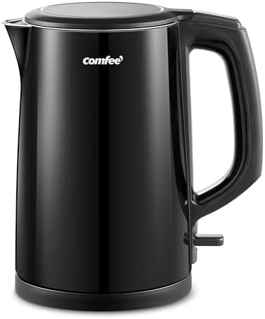 COMFEE' Stainless Steel Double Wall Electric Kettle 1.5L, Black by COMFEE