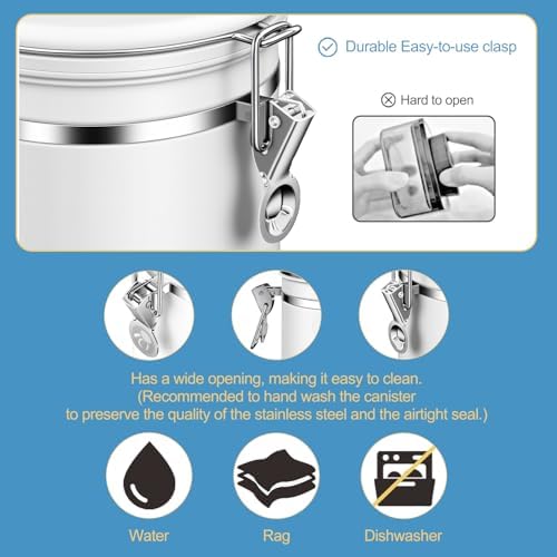 ShanSon Coffee Canister Airtight, Stainless Steel Bean Storage Container with Date Tracker & Scoop, Grounds Sugar Flour Tea Cereal Fits Kitchen Pantry, Ideal Gift for Coffee Lovers,16oz, White - Image 6