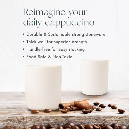 Folk Ceramics Dylan Cappuccino Cups, Fog Grey, Set of 2, 8oz - Image 4