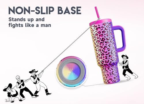 Meoky 50 oz Tumbler with Handle, Tumbler with Lid and Straw, Insulated Stainless Steel Travel Mug, 100% Leak-proof, Keeps Cold for 36 Hours or Hot for 12 Hours (Celebration) - Image 5