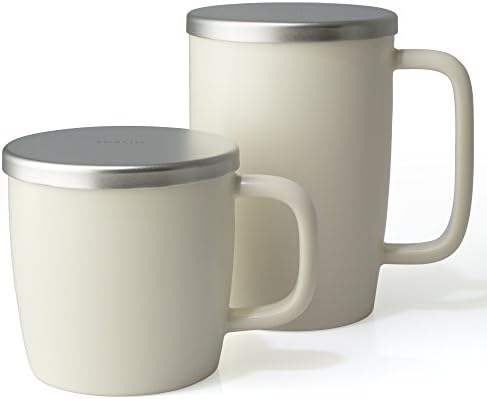 FORLIFE Dew Satin Finish Brew-In-Mug with Basket Infuser & Stainless Lid 11 oz. (Natural Cotton) - Image 6