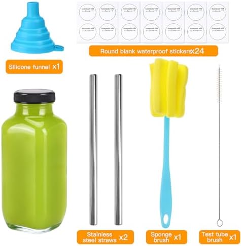CUCUMI 24pcs 16oz Glass Juice Bottles with Lids - Image 3