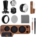 9-in-1 Espresso Tool Set: 58mm Tamper, WDT Tool, Distributor, Magnetic Funnel, Puck Screen, Brush, Cleaning Cloth, Latte Art Needle & Wooden Stand for Breville De'Longhi by CEILUPY