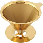 Stainless Steel Titanium Gold Pour Over Coffee Dripper with Stand and Handle - Reusable Paperless Coffee Filter - Image 5