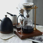 Yajuyi Coffee Dripper Stand with Wooden Base Countertop Pour over Coffee Station with Adjustable Bracket Minimalist Dripper Holder for Home , Style B Gold - Image 4