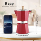 Sivaphe Aluminum Moka Pot 9 Espresso Cups, Percolator Espresso and Coffee Maker, Portable Stovetop Italian and Cuban Café Brewer for Home and Camping Red - Image 2