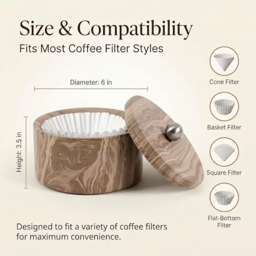 Marble Coffee Filter Holder 6 inch Handmade Brown - Image 7