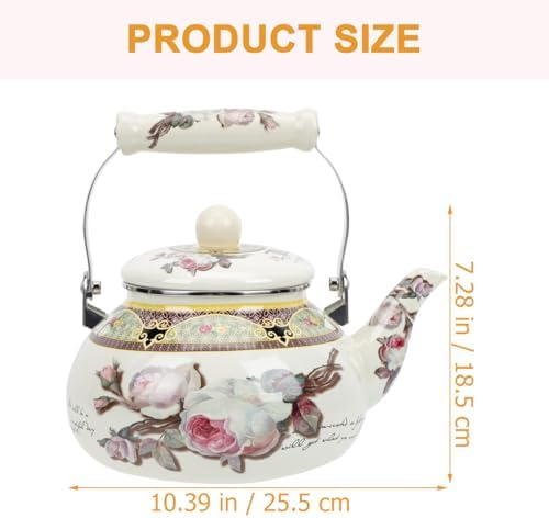 Stove Top Enamel Tea Kettle: Vintage Floral Whistling Tea Pot Farmhouse Water Boiling Pot Household Stove Top Whistling Tea Kettle 2. 5L - Image 2
