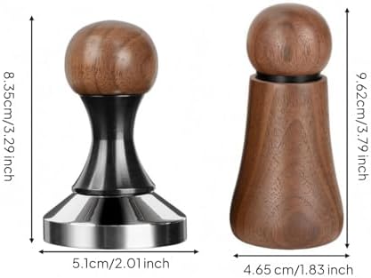 Industrial Distributor Espresso Pressing Set Coffee Tamper Grounds Distributor Tool Pair Walnut And Stainless Steel Material Coordinated Finish Suitable for Home Use Training, 51MM - Image 3