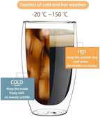 Set of 4 Double Wall Glass Coffee Mugs (15oz) - Insulated Clear Borosilicate Glass Cups for Latte, Cappuccino, Tea, and Espresso - Heat Resistant Glassware Gift for Christmas & Birthday - Image 2