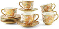 Tea Cups and Saucers Set of 6, Porcelain Vintage Floral Tea Set for Espresso, Coffee, Mocha, Cappuccino, Women Afternoon Tea Party (Orange) by Kytree