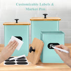 Kitchen Canisters Set of 3, Metal Flour Sugar Storage Containers with Airtight Lids-Canisters Sets for Kitchen with Customizable Chalkboard Labels & Marker Pen-Spice, Coffee Storage Jars(Blue) - Image 5
