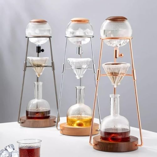 Comfortable Espresso Dripper Coffee Pot Ice Water Dripp Machine Glass Filter,Beverage Equipment Creative Siphon Coffee Maker,Luxury Cold Brew Coffee Maker with Stainless Steel Stand(Silver) - Image 4