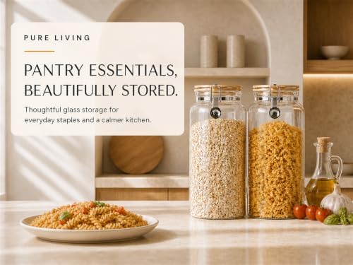 KKC HOME ACCENTS 95oz Glass Jars with Airtight Wooden Lid, 2 Pack - Image 2