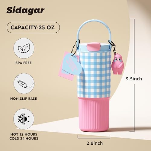 26 oz Insulated Stainless Steel Tumbler with Straw & Handle Blue - Image 2