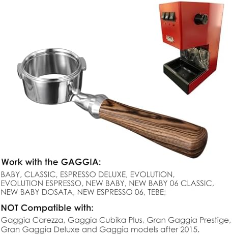 Bottomless Portafilter for Gaggia 58mm, SANTOW Naked Bottomless Portafilter with 2 Cup Filter Basket and Gold Sandalwood Handle Fits Gaggia Classic Pro - Image 5