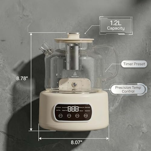 Health Pot with Tea Strainer, 1.2L Glass Electric Kettle, Anti-Dry-Boil Protection, Heat-Resistant Borosilicate Glass Body, for Water, Tea, Stew, Dessert,001 - Image 2