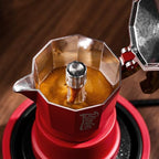Bincoo Three-valve Espresso Maker Stovetop,2 Cups Camping Moka Pot Espresso Italian Coffee Maker,Rich Crema,Easy to Use (Red) - Image 4