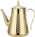 SANQIAHOME 1.8L(60oz) Stainless Steel Hammer Patterned Teapot With Removeable Infuser,Loose leaf cover,Gold by SANQIAHOME