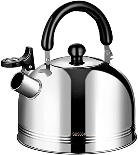 Tea Kettle Stovetop Stove Top Whistling Kettle 304 Stainless Steel Teapot with Spout Cover Hot Water Boiler Tea Kettle Pour Over Kettle(4L) by Unknown
