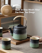 ZENS Japanese Teapot Set with 4 Cups, 33.8oz Loose Leaf Clay Teapot - Image 3