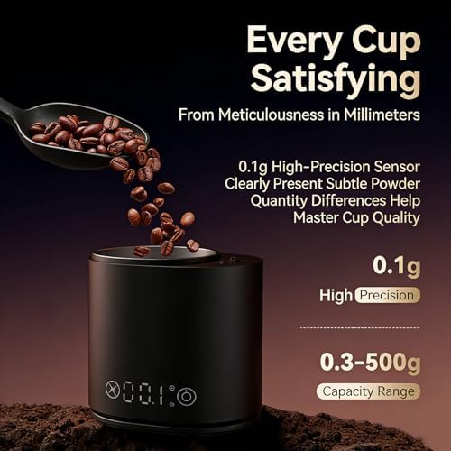 Digital Coffee Bean Dosing Cup, Portable Coffee Scale, for Espresso, with LED Scale, 0.1g High Precision, 0.3-500g Measuring Range, Compatible 58mm Portafilter, for Weighing & Tamping - Image 2