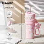 24 oz Ceramic Lined Insulated Stainless Steel Tumbler, Floral Pink - Image 2