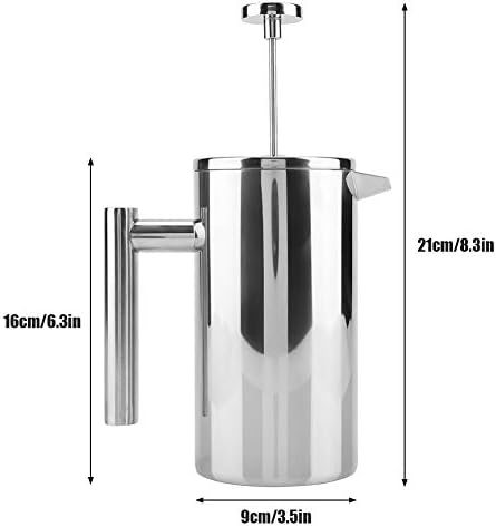 Fdit French Press Coffee Maker, Double Wall Insulated Brewer with Precision Filter for Home Office Stainless Steel Silver 800ml 1 Pack - Image 4