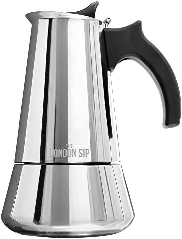 London Sip Stainless Steel Stovetop Espresso Maker Moka Pot Italian Coffee Percolator, Silver, 3 Espresso Cups by TheLondonSip