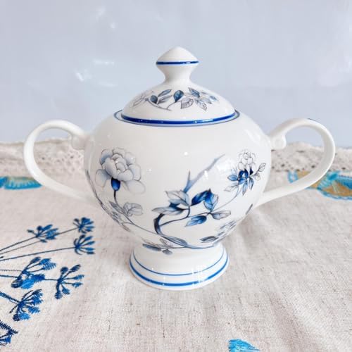 Bone Porcelain Coffee Pot Tea Cup Set With Blue Peacock Pattern Coffee Pot Set-Blue Peacock Milk Tank - Image 4