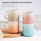 Stoneware Coffee Mugs Set of 4, 14oz Hand-Painted Coffee Cups with Handle - Image 5