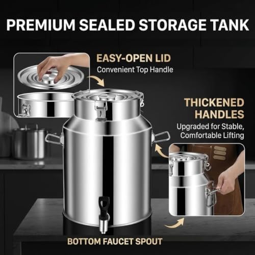201 Stainless Steel Milk Bucket with Spigot 5L Water Jug Dispenser Can Pail - Image 5